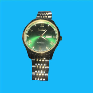Men's Olevs 6602 Automatic Watch One Size Green, Silver and Gold